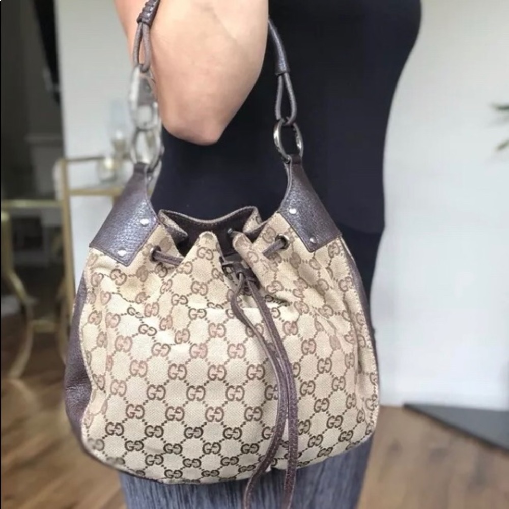 Gucci GG Horsebit Hobo Handbag- Brown/Beige